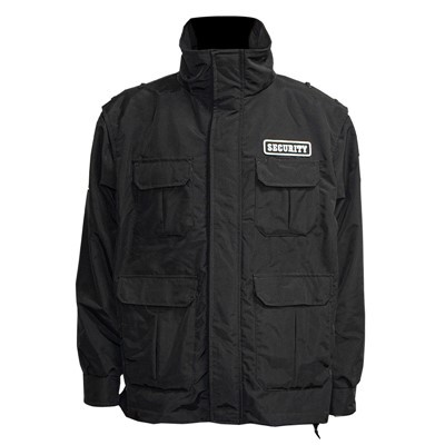 Black Thick Hooded Winter police Security Jacket