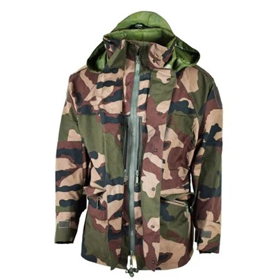 French Army Waterproof Trilaminate Camo Military Hooded Rain Parka Jacket