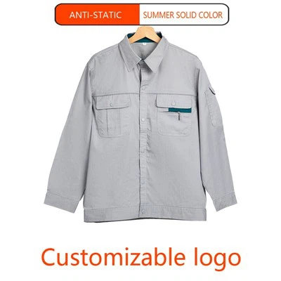 Grey Long-sleeved Shirt And Blue Trousers ESD-Safe Apparel