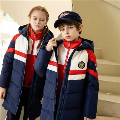 Winter Outdoor Parka Warm Three-piece School Uniform Set