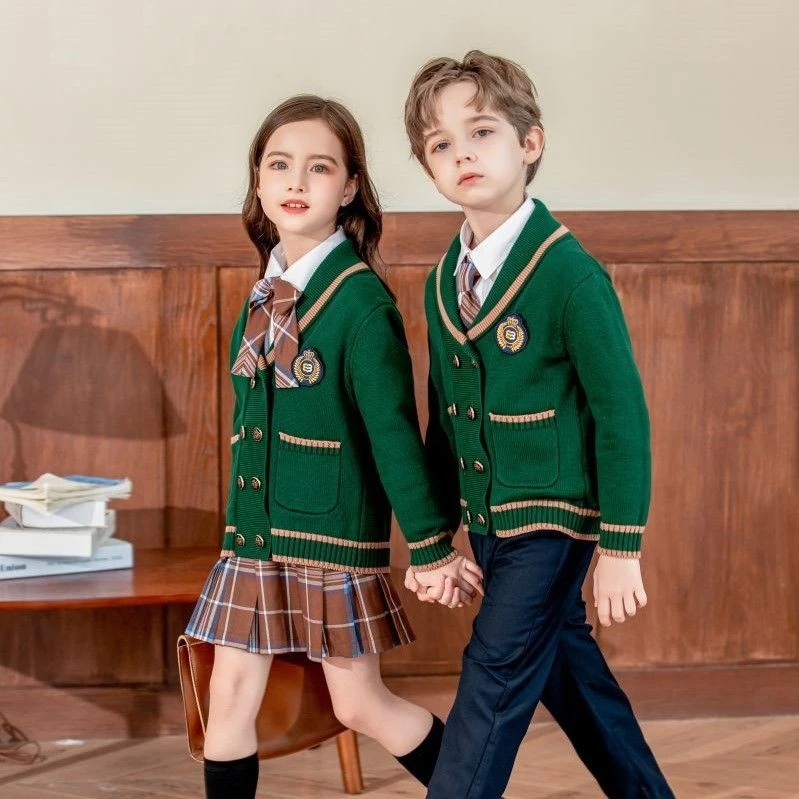 ‌Stylish School Uniforms For Kids: Popular Green Cardigans factory